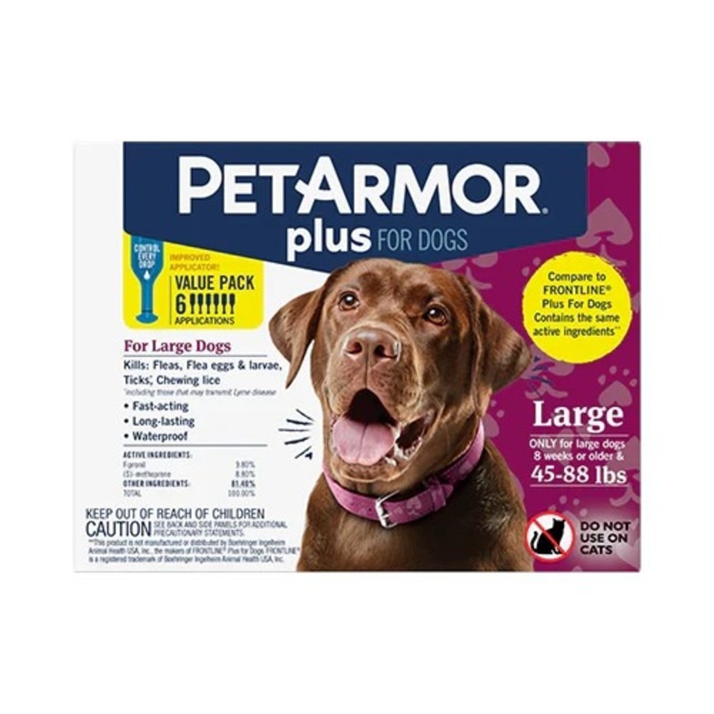 Pet Armor Plus Flea and Tick Protection for Large Dogs 45-88 lbs 6 Pack 2517-134